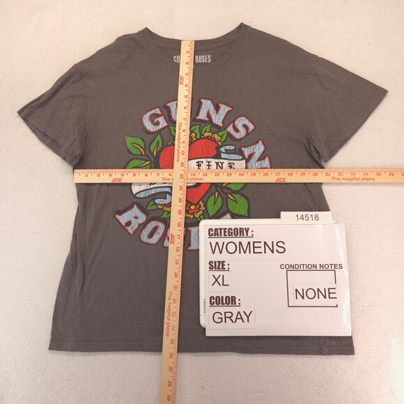 Guns And Roses Band Crew Neck Graphic Shirt Womens Size Extra Large XL Gray - Picture 5 of 9